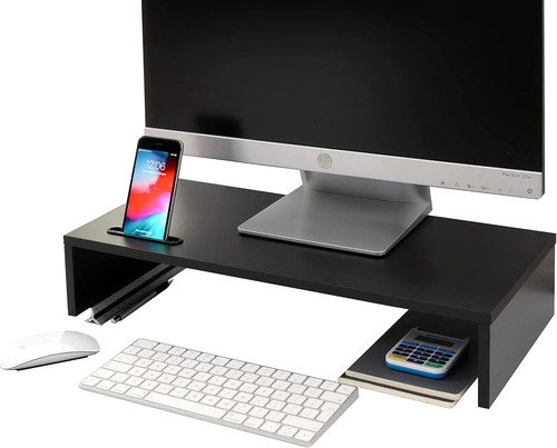 Black wooden monitor - black,
